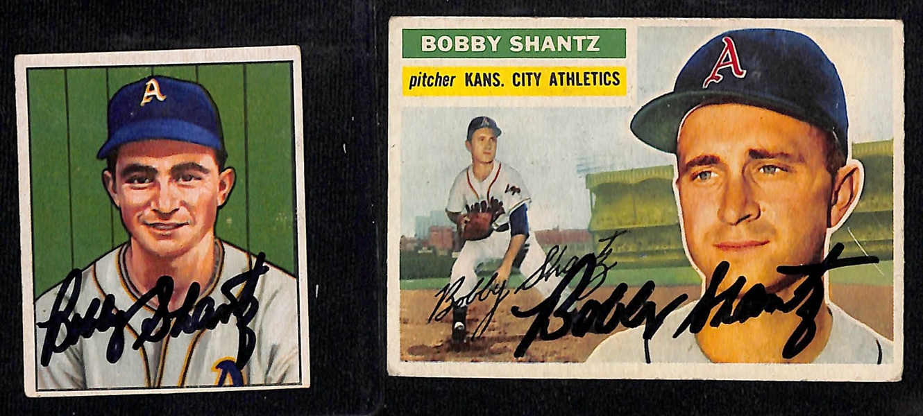 Lot of (12) Signed Phillies Cards - 1950 Bowman Bobby Shantz, 1956 Topps Bobby Shantz, 1954 Bowman Curt Simmons, and more (Beckett BAS Reviewed)